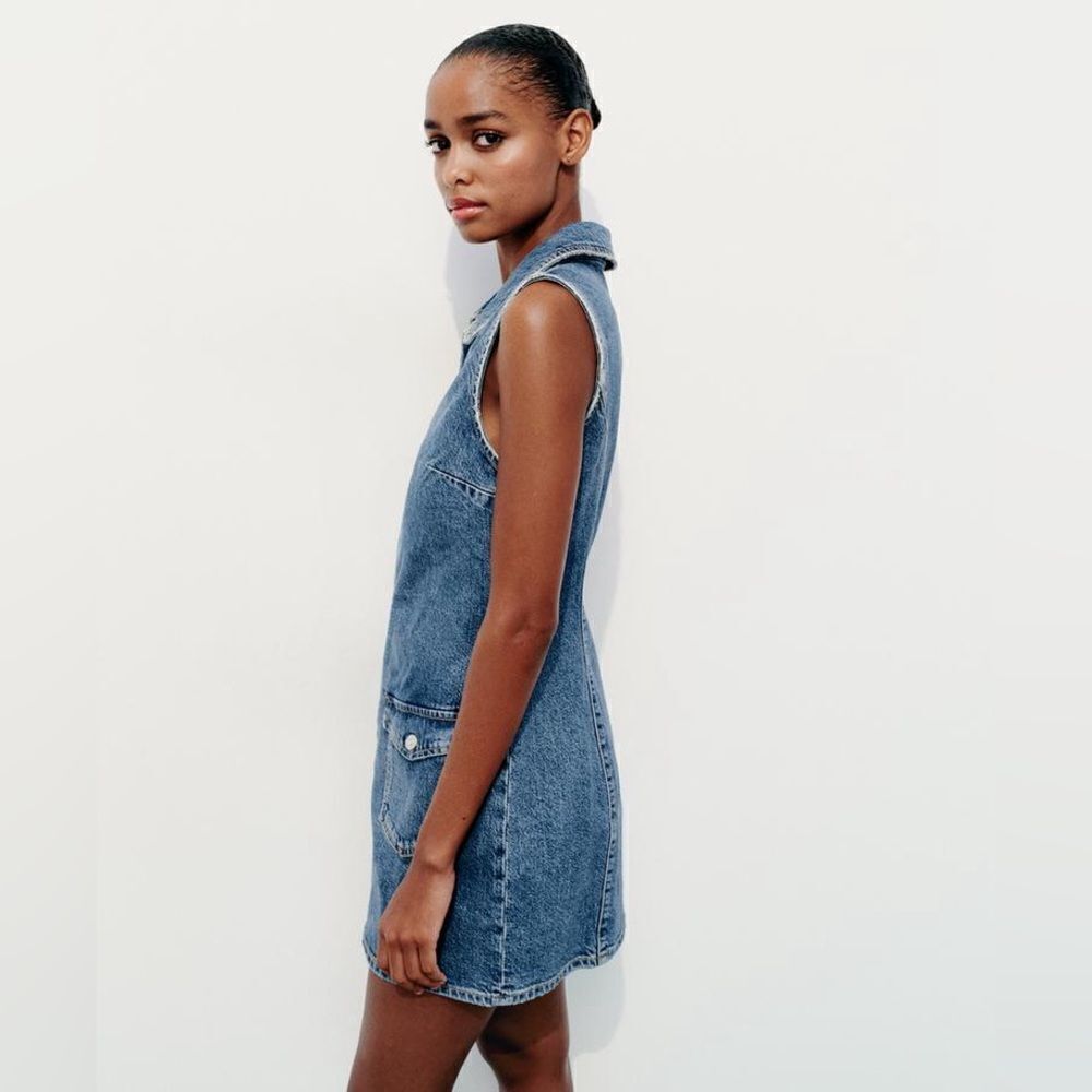 ZARA TRF FITTED DENIM DRESS - Picture 8 of 11